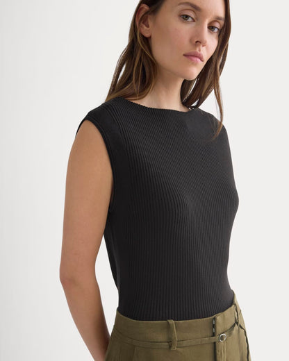 Boat-Neck Ribbed Knit | Black