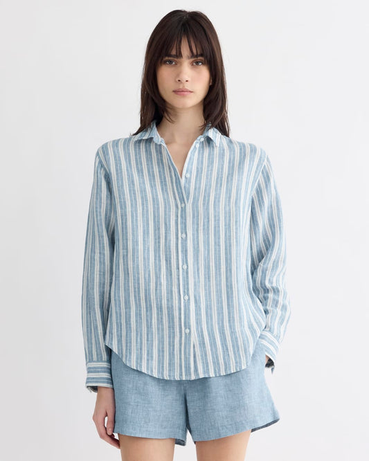 The Must-Have Shirt in Linen | Soft Cobalt/Bone