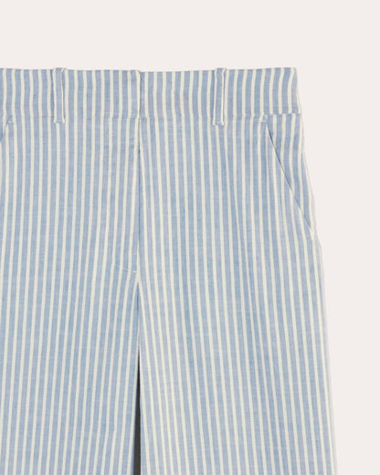 The Wide-Leg Pant in Stretch Linen | Bluebell / Bone