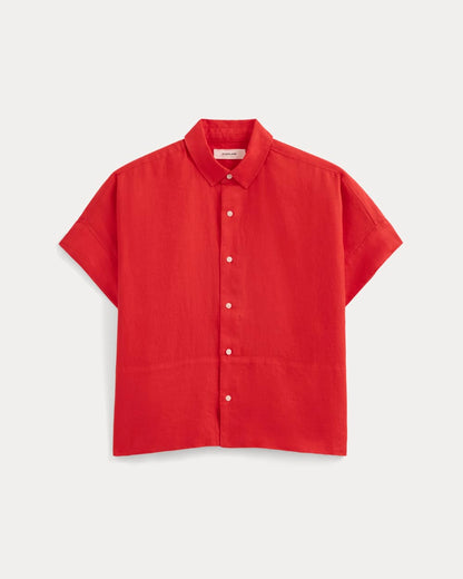 The Boxy Shirt in Linen | Fiery Red