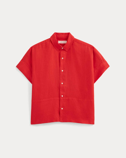 The Boxy Shirt in Linen | Fiery Red