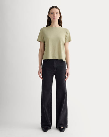 The Box-Cut Tee in Cotton Linen | Eucalyptus
