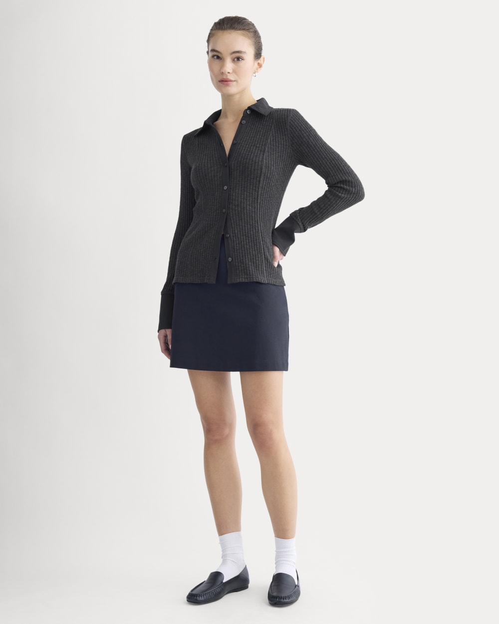 Cozy Rib Button-Up | Black