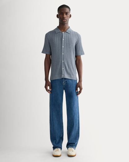 The No-Sweat Button-Down Polo | Heather Sage Blue