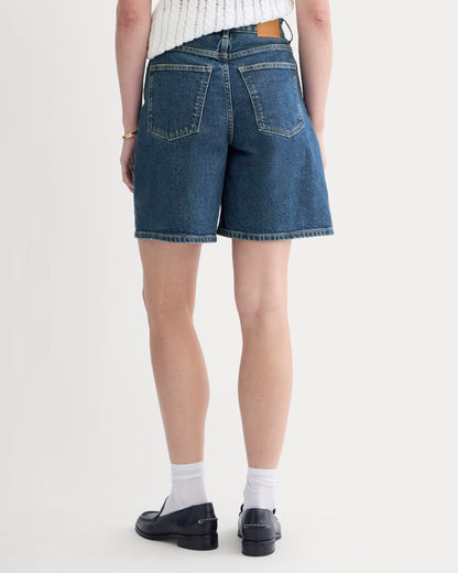 The Long A-Line Denim Short | Dark Indigo