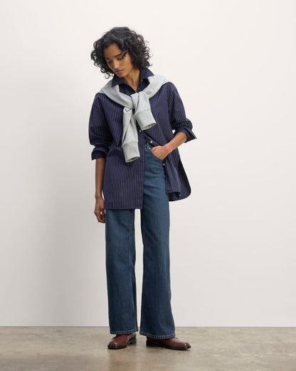 The Supima® Cotton Boyfriend Shirt | Navy / White