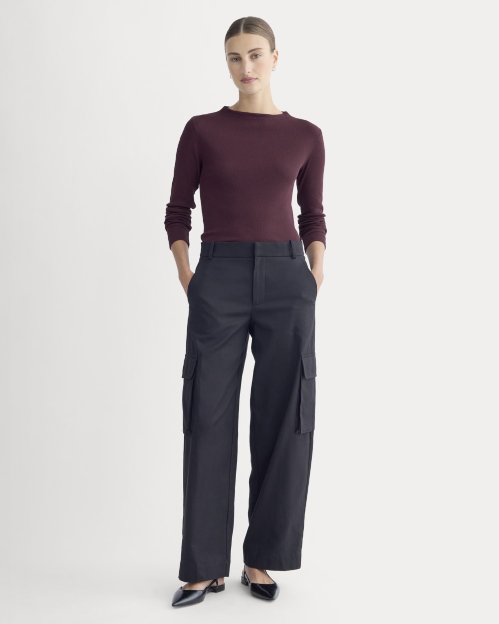 The Luxe Rib Funnel-Neck Tee | Heathered Port Royale