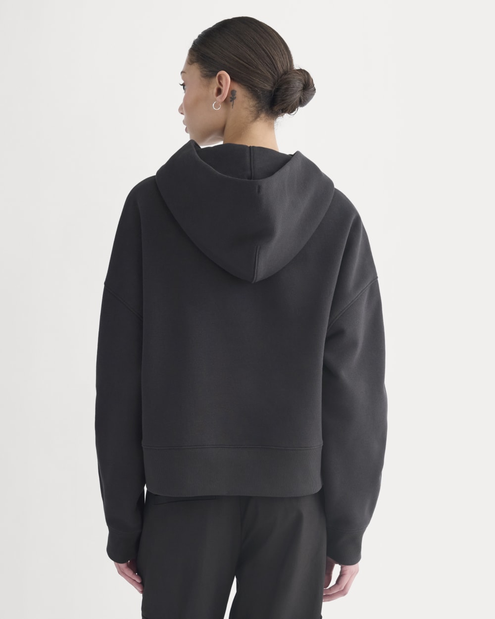Cropped Luxe Fleece Hoodie | Black