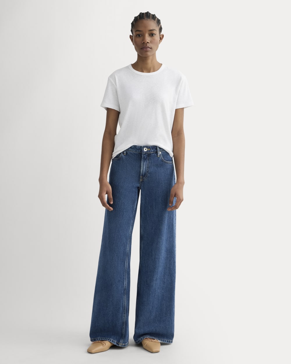 The Box-Cut Tee in Cotton Linen | White