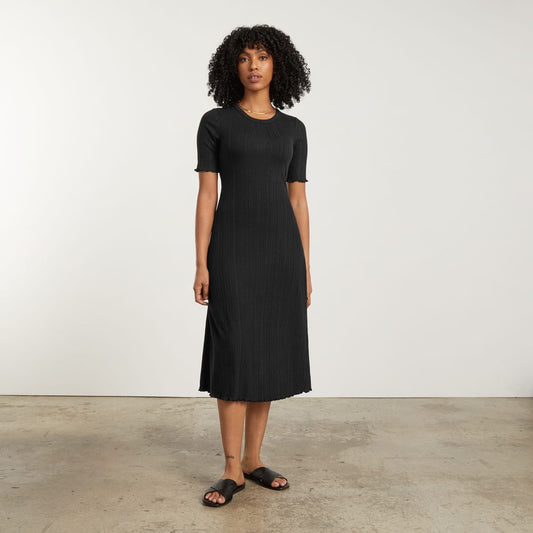 The Open Back Rib Dress | Black