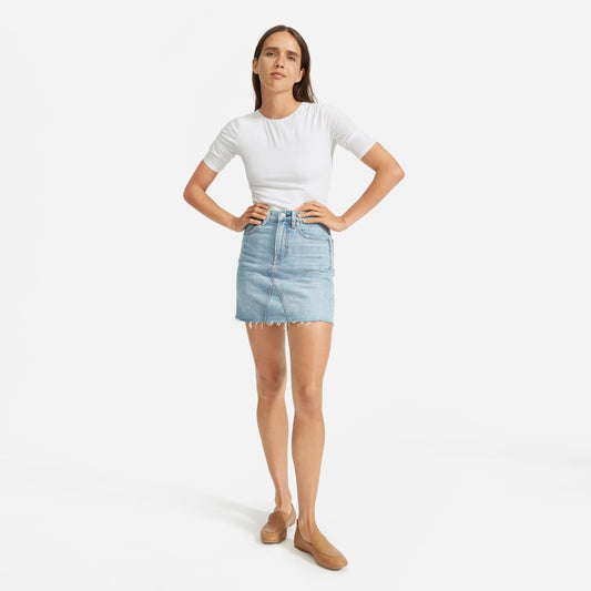 The Short-Sleeve Crew Neck Bodysuit | White | Bikini