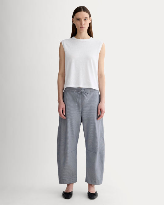 The Easy Barrel Pant | Dark Denim Pinstripe